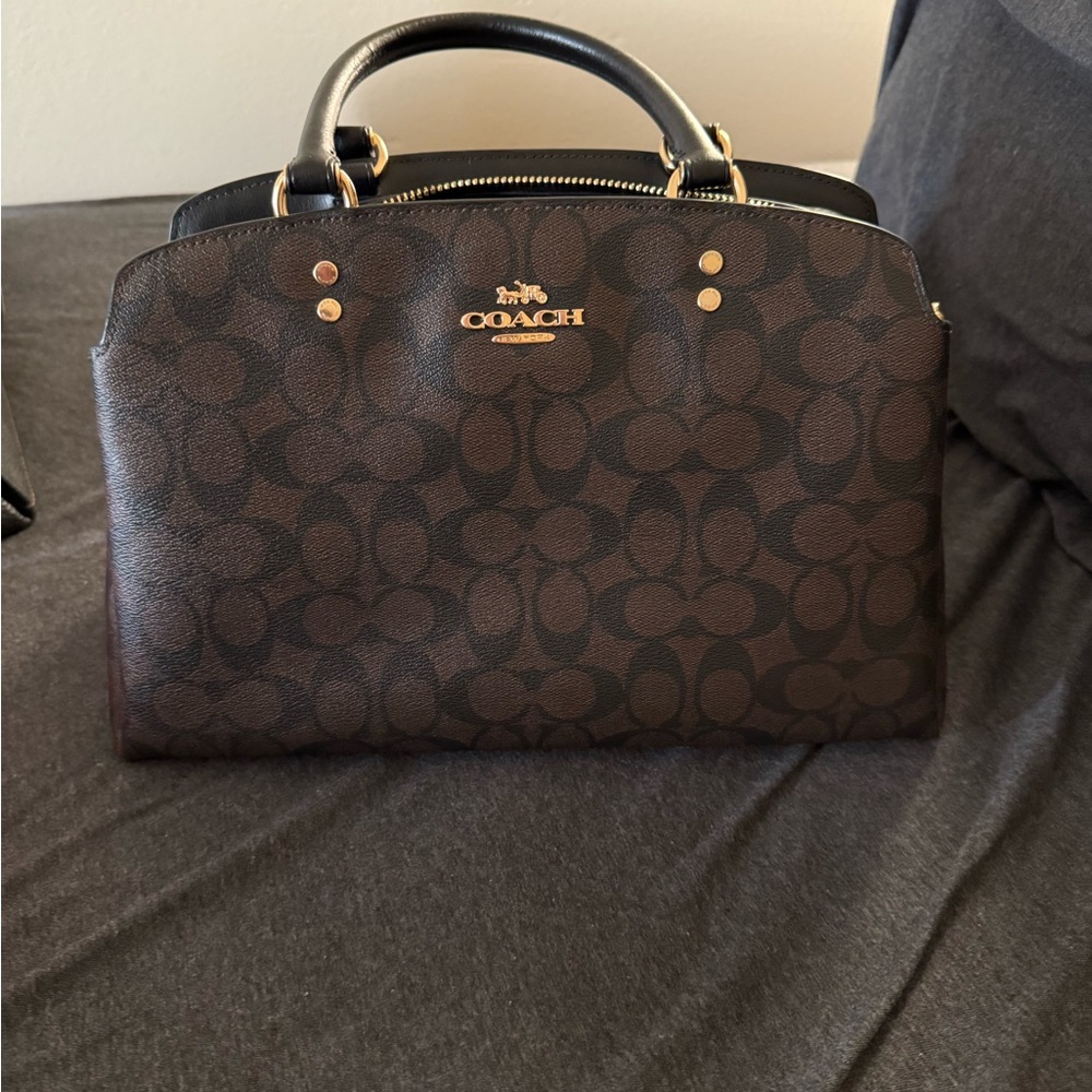 Coach Brown Satchel with Signature Monogram